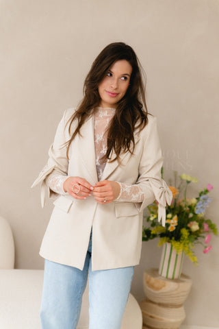 Beige Bow Blazer