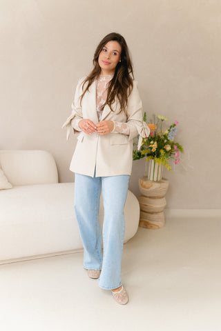 Beige Bow Blazer