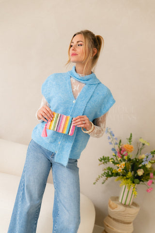Scarf In One Gilet Blue