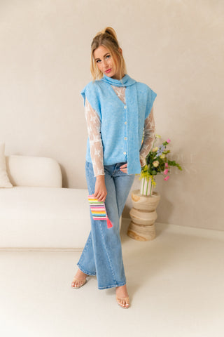 Scarf In One Gilet Blue