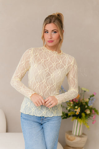 Transparant Lace Top Pastel Yellow