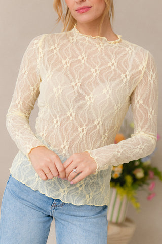 Transparant Lace Top Pastel Yellow