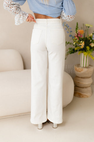 Ivory Braided Wide Pants