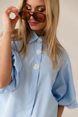 Classy Balloonsleeves Blouse Ciel