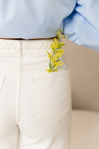 Ivory Braided Wide Pants