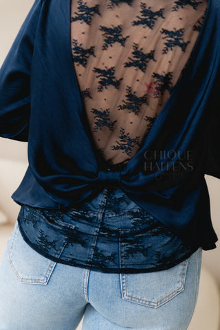 Navy Special Back Blouse