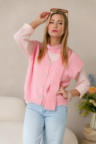 Scarf In One Gilet Pink