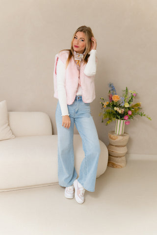Pastel Blush Faux Fur Gilet