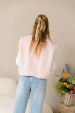 Pastel Blush Faux Fur Gilet