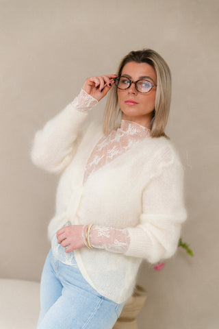 Transparant Lace Top Ecru
