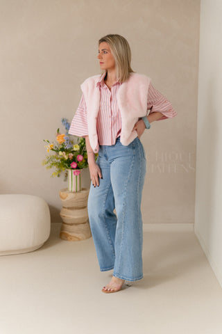 Pastel Blush Faux Fur Gilet