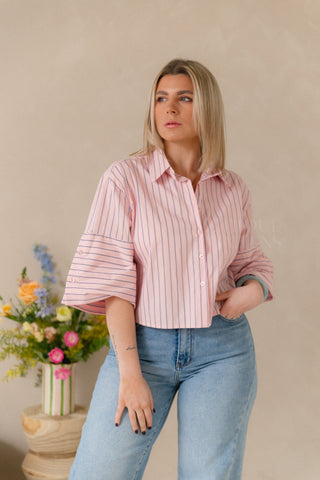 Blush Stripe Cropped Shirt