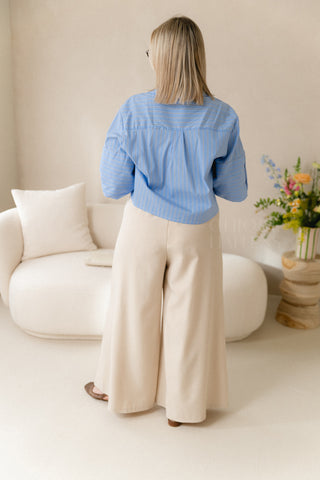 Blue Stripe Cropped Shirt