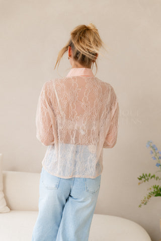 Lacy Bow Blouse Blush