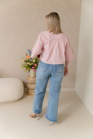 Blush Stripe Cropped Shirt