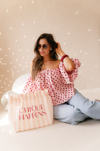Off Shoulders Polkadots Blouse