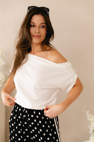 Off Shoulder White Tee