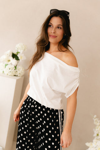 Off Shoulder White Tee