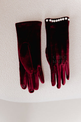 Burgundy Velours Gloves