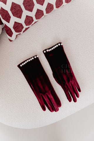 Burgundy Velours Gloves