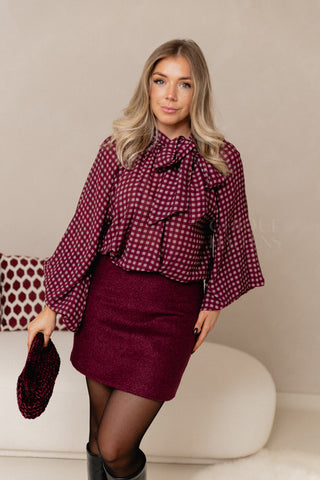 Burgundy Tweed Skirt