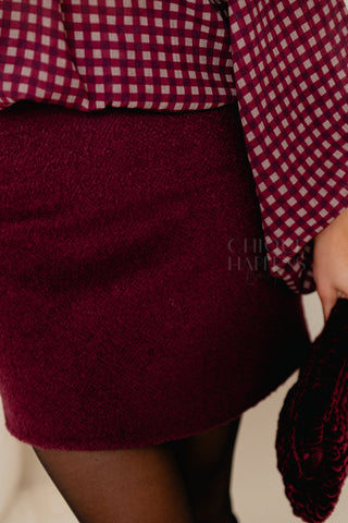 Burgundy Tweed Skirt