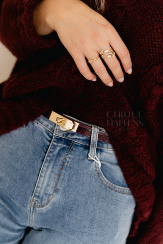 Burgundy Lock Belt