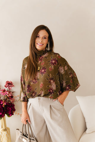 Flower Harmony Blouse Olive