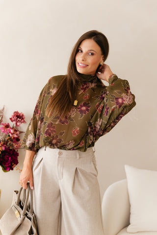 Flower Harmony Blouse Olive