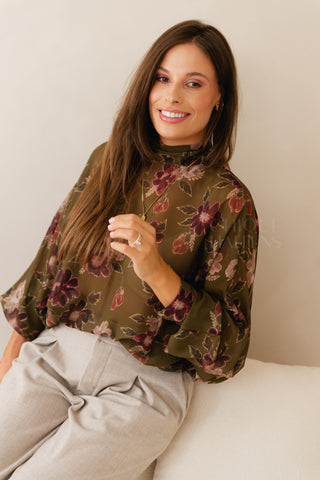Flower Harmony Blouse Olive