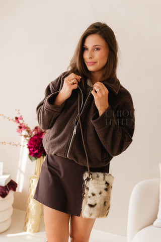 Cosy Fall Bomber Brown