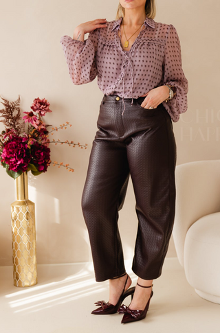 Braided Leather Barrel Aubergine