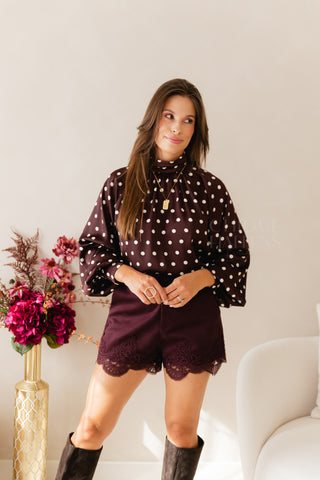 Polkadots Blouse Aubergine