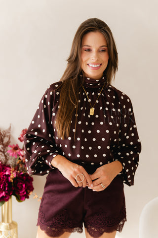 Polkadots Blouse Aubergine