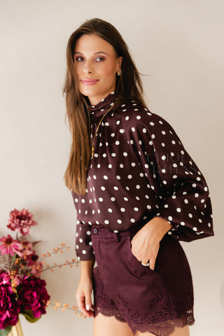 Polkadots Blouse Aubergine