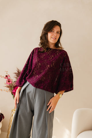 Lacy Blouse Dark Fuchsia