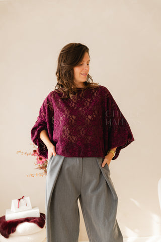 Lacy Blouse Dark Fuchsia