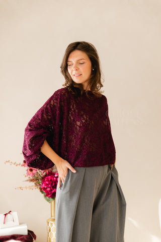 Lacy Blouse Dark Fuchsia