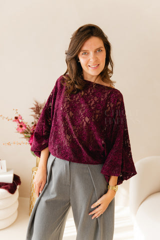 Lacy Blouse Dark Fuchsia