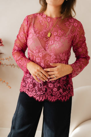 Lacy Top Bright Fuchsia