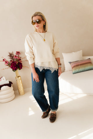 Asymmetrical Lace Sweater