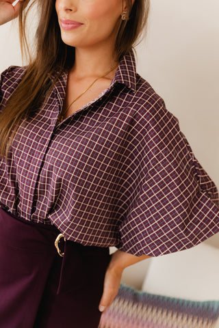 Checkered In Aubergine Blouse