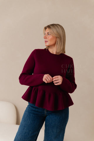Berry Peplum Knit