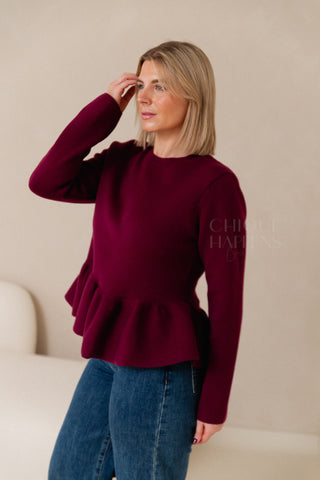 Berry Peplum Knit