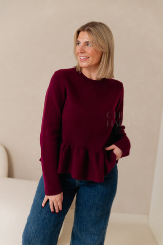 Berry Peplum Knit