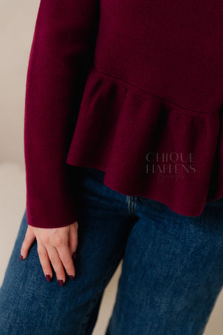 Berry Peplum Knit