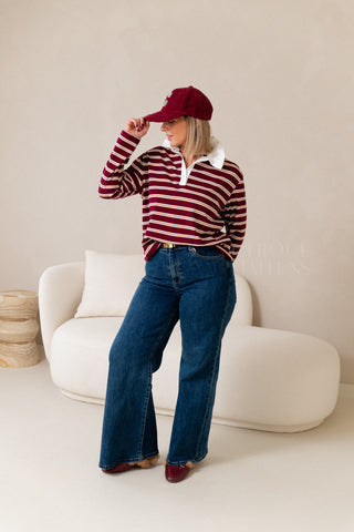 Never Too Late Polo Burgundy