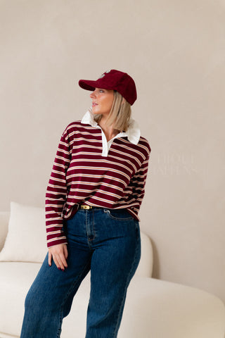 Never Too Late Polo Burgundy