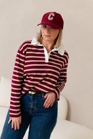 Never Too Late Polo Burgundy