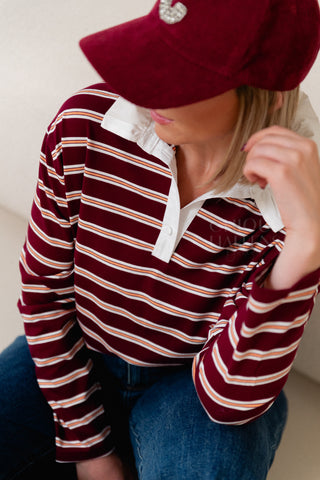 Never Too Late Polo Burgundy